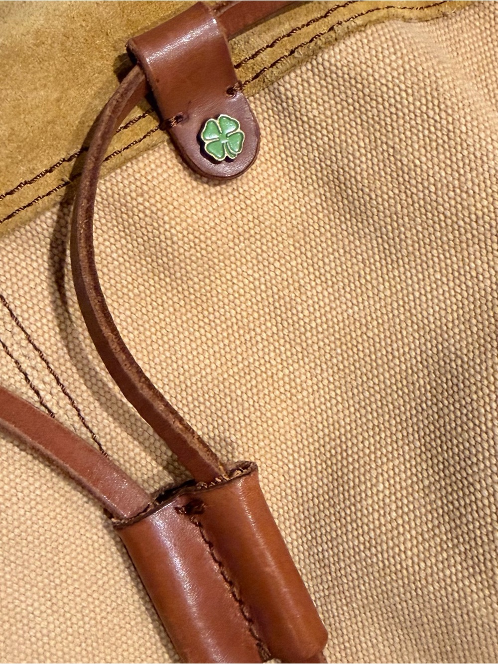 Lucky Brand Canvas Drawstring Bucket Bag in Mustard and Rust for Women - Picture 6 of 7